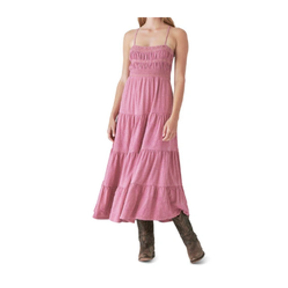 Lucky Brand  Heather Rose Embroidered Cotton Beach Maxi Dress Medium NWT - Picture 1 of 4